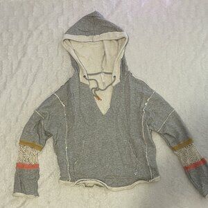 ✨Free People movment  dream catcher crochet lace fleece hoodie  - extra small